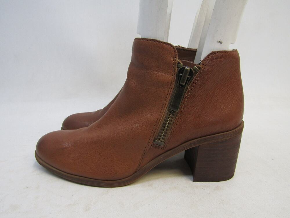 Franco Sarto Womens Size 6 M Brown Leather Zip Ankle Fashion Boots Booties